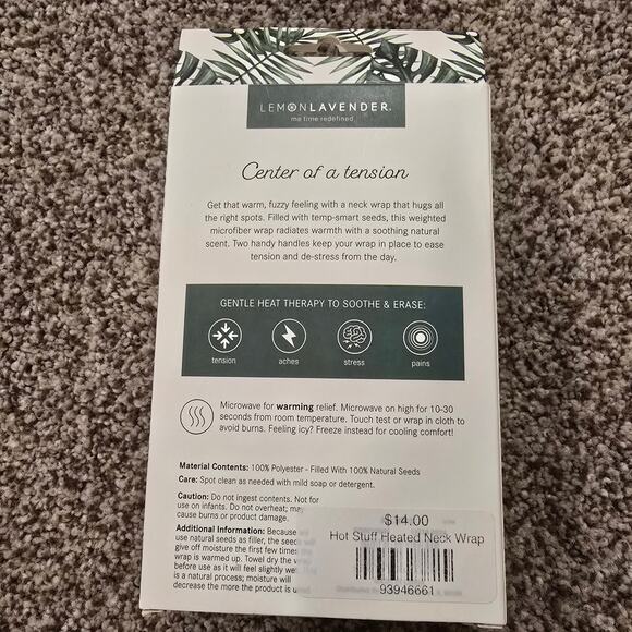 NEW Lemon Lavender Hot Stuff Heated Neck Wrap w/ Temp Smart Spa Seeds - Picture 2 of 3